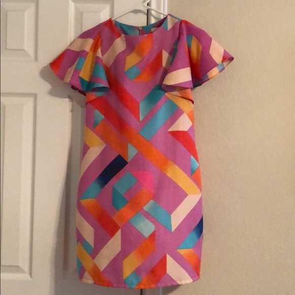 GIANNI BINI + MULTICOLORED DRESS + FLOUNCE SLEEVE - Picture 2 of 2